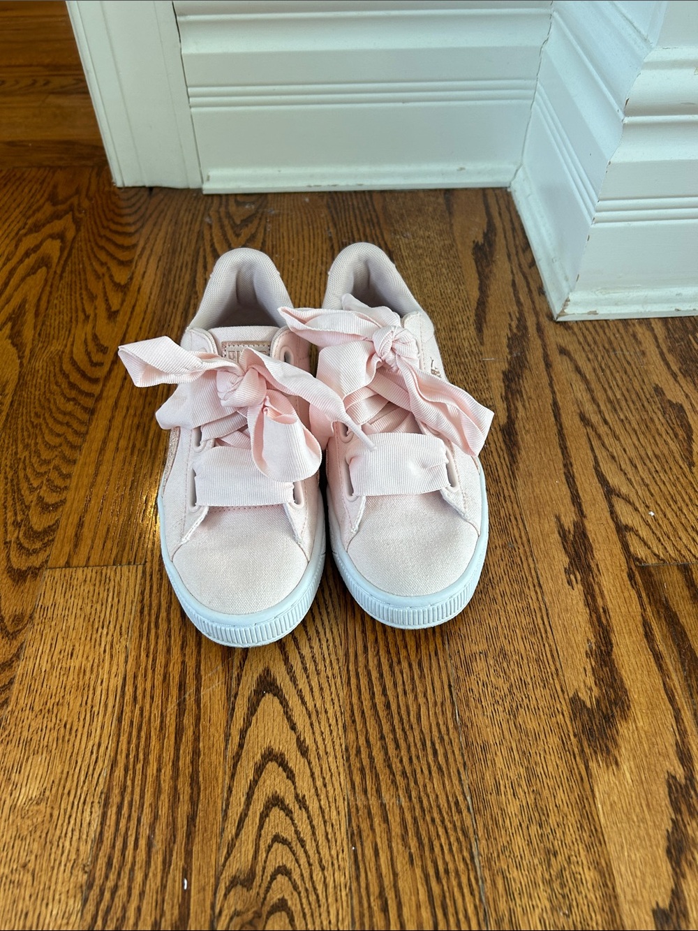 Puma Pink Canvas Bow Lace Sneakers